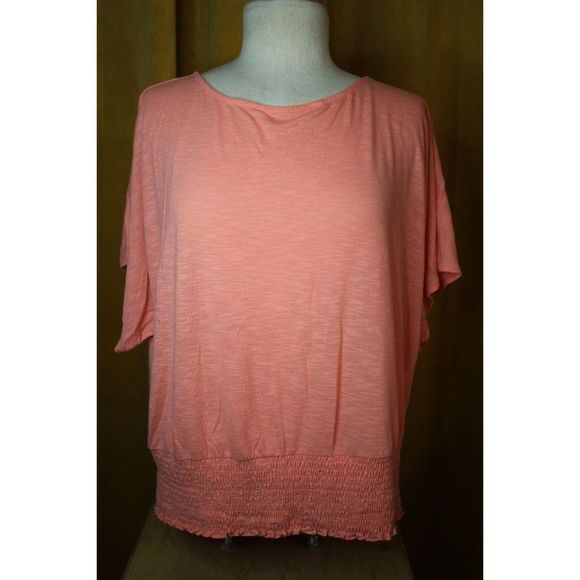 CATO Women XL Peach Off the Shoulder Short Sleeve Stretchy Bottom Blouse - Picture 1 of 12